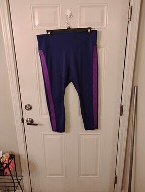 Fabletics PowerHold Deep Blue Leggings with Violet Tone